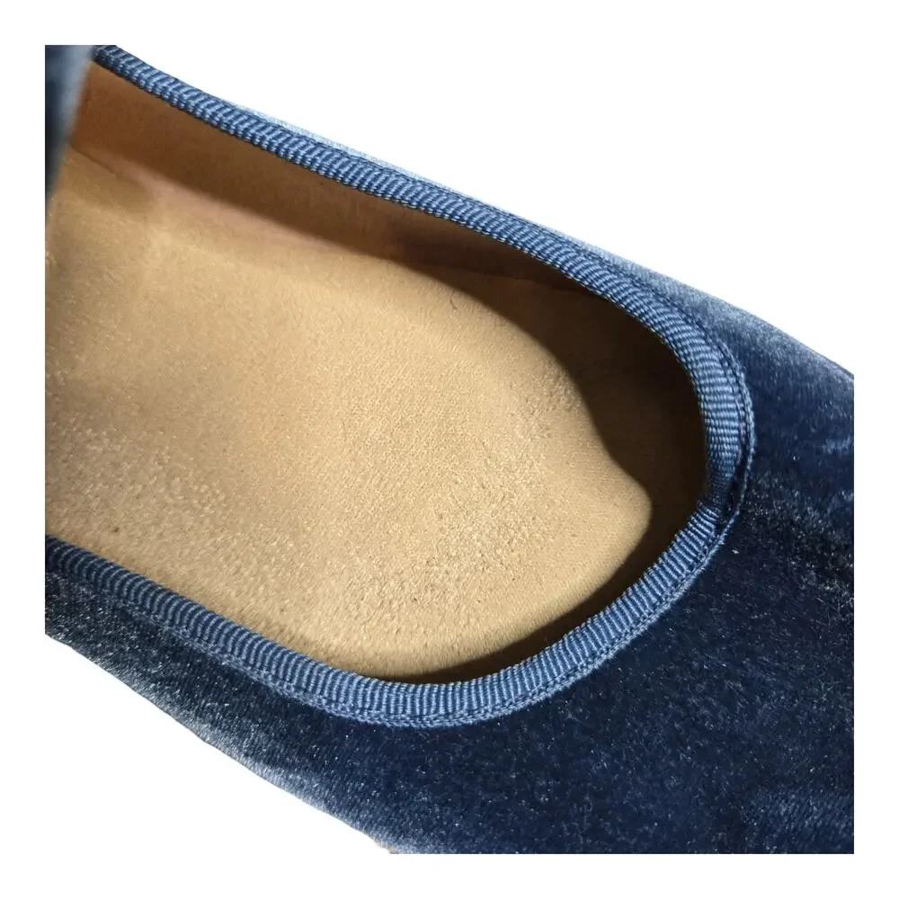 ChildrenChic Cassie Blue Velvet Mary Jane Flats Size: 37